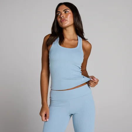 Débardeur côtelé MP avec brassière intégrée femme - Bleu denim