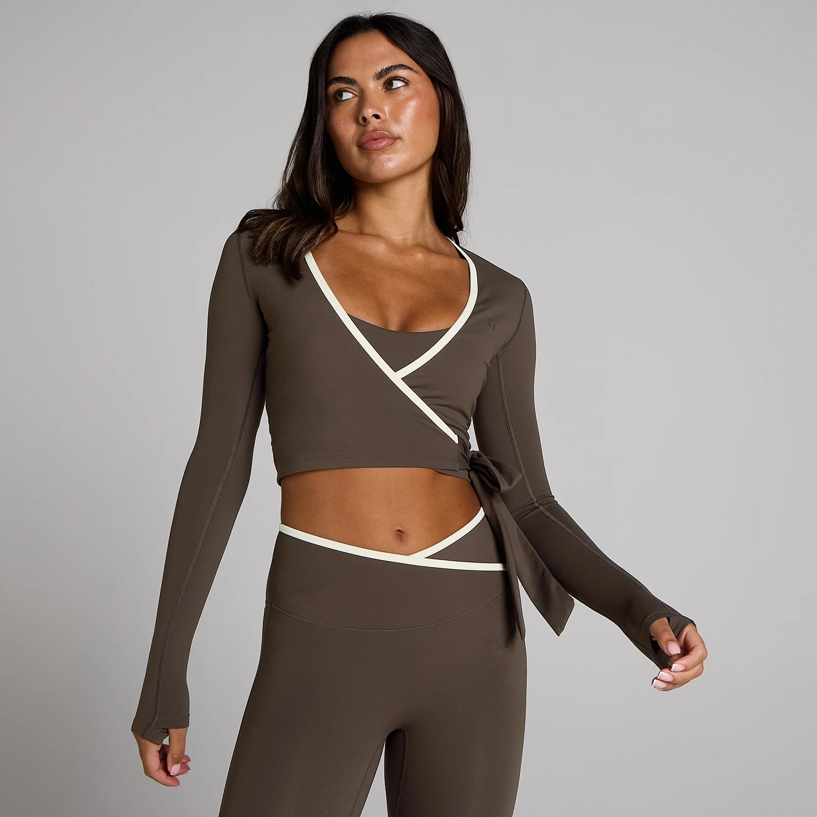 Top cache-cœur MP Tempo Contrast femme - Chocolat - XSImage1