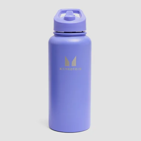Bouteille Myprotein en métal recyclé avec paille rabattable 1 L - Indigo puissant