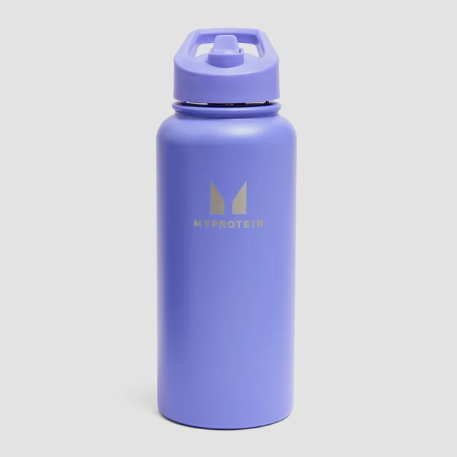 Bouteille Myprotein en métal recyclé avec paille rabattable 1 L - Indigo puissant