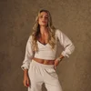 Top manches longues MP X Tatiana toucher doux à nœuds latéraux femme - Flocons d'avoine