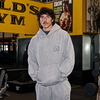 MP X Gold's Homme Washed Graphic Oversized Sweat à Capuche - Steel Blue