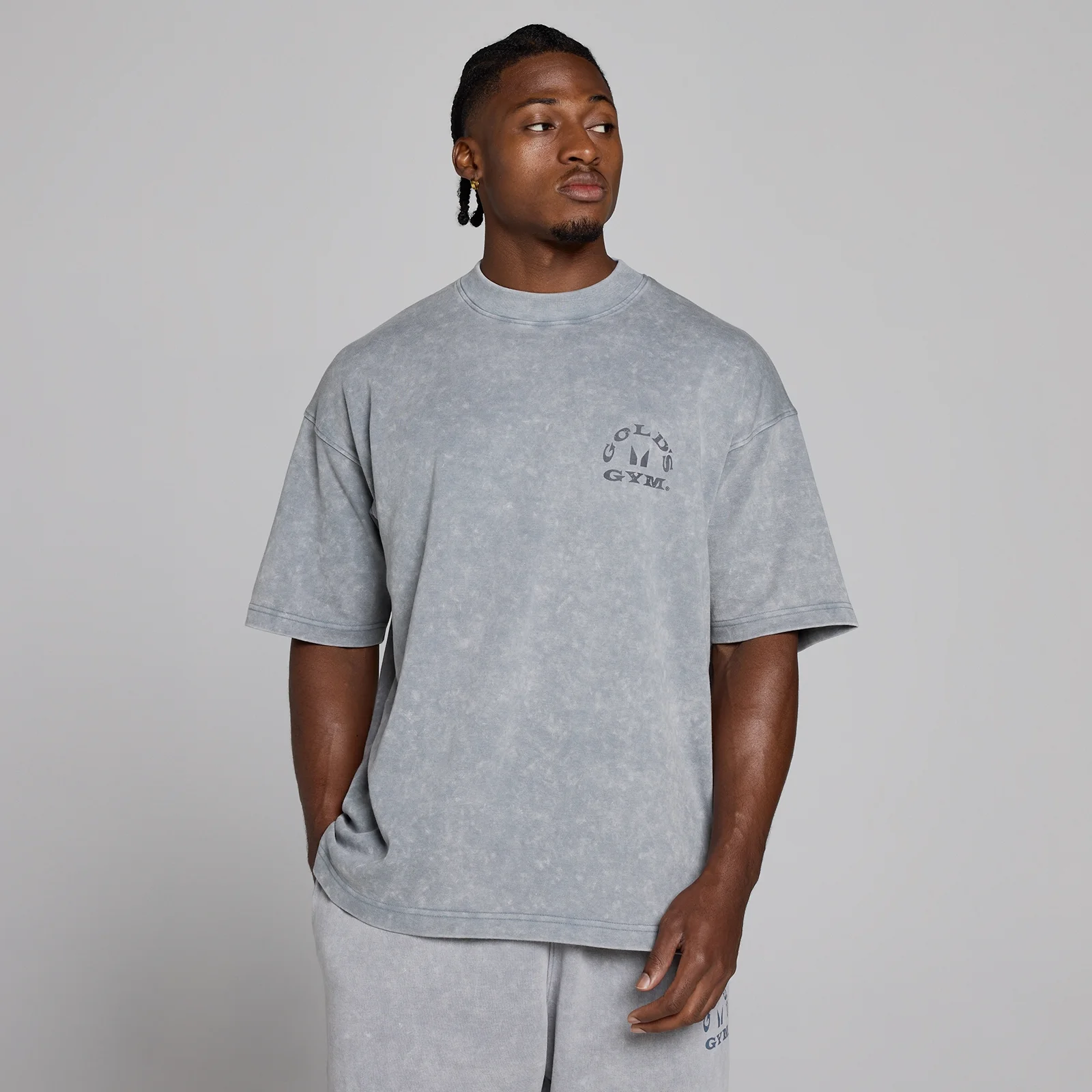 MP X Gold's Homme Washed Graphic Oversized T-shirt - Steel Blue - XSImage3