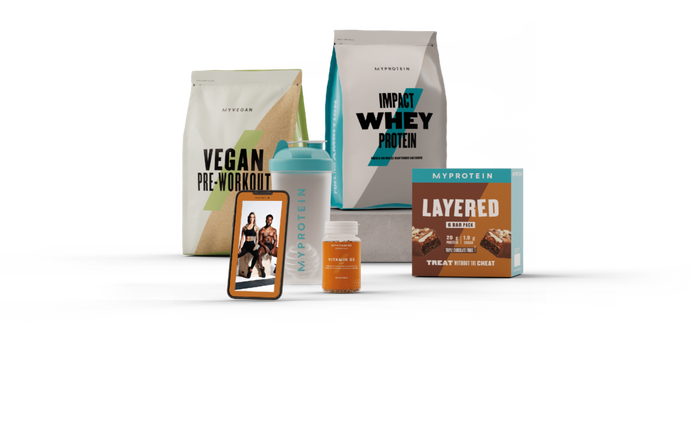 Un mélange de produits protéinés de Myprotein et Myvegan pour la construction musculaire.